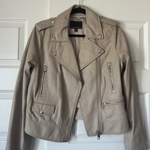 Banana Republic Faux Leather Gray Moto Jacket Size Medium